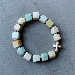 {Handmade} Amazonite Bracelet with Cross Statement Bead